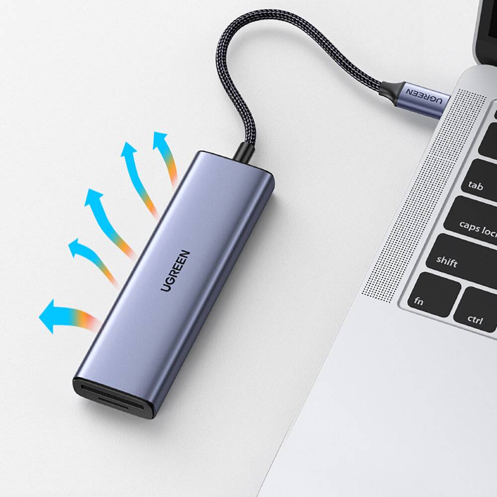 HUB Ugreen CM511 20956A 6in1 USB-C – HDMI / 3x USB-A 3.0 / SD/TF-Kartenleser – Grau-4
