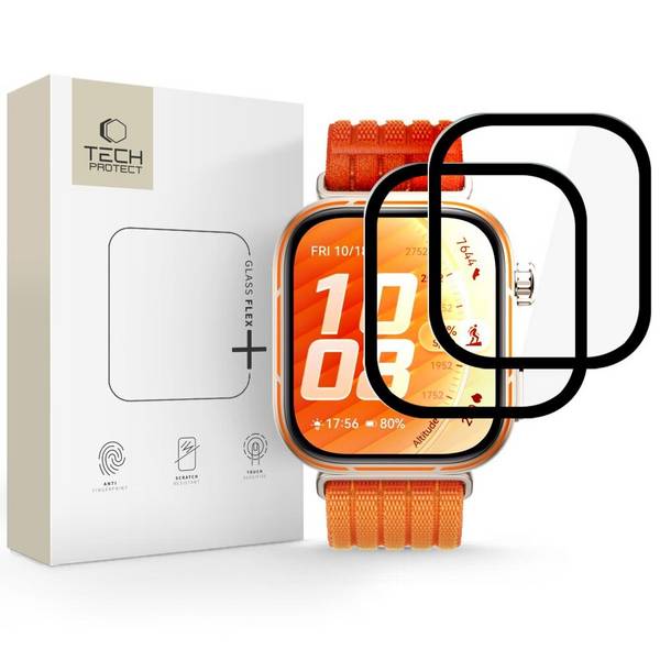 Tech-Protect Glass Flex+ 2er-Pack Hybridglas für Huawei Watch Fit 5 Pro – Schwarz