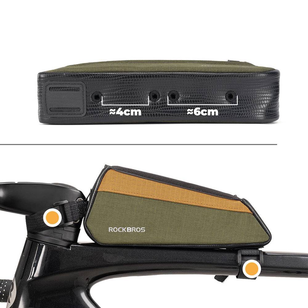 Rockbros 088 Oberrohr-Fahrradtasche 0,25 l – Grün und Orange-4