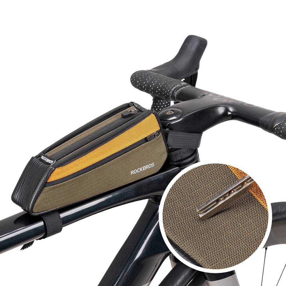 Rockbros 088 Oberrohr-Fahrradtasche 0,25 l – Grün und Orange-1