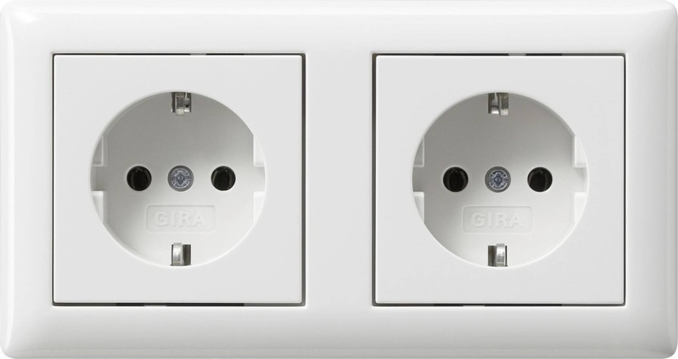 SCHUKO-Steckd. 2f verdr. + 479303 Rahmen Standard 55 Reinweiß-0