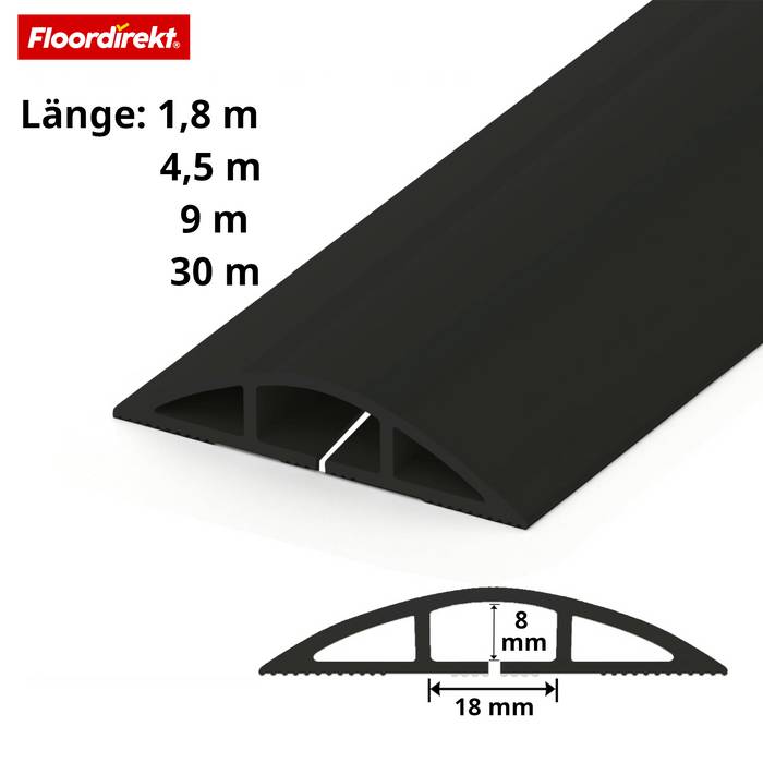 FLOORDIREKT Boden-Kabelkanal Cable Guard - Flexibel zuschneidbar - Schwarz - 1,8 m-1