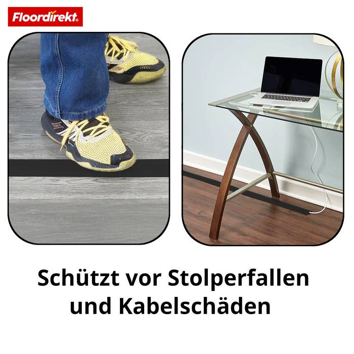 FLOORDIREKT Boden-Kabelkanal Cable Guard - Flexibel zuschneidbar - Schwarz - 1,8 m-2