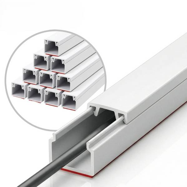 FLOORDIREKT Kabelkanal Oskar - Selbstklebende Kabelleiste 1 m - 12 x 12 mm (10er Set)