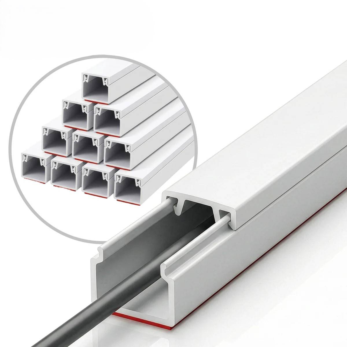 FLOORDIREKT Kabelkanal Oskar - Selbstklebende Kabelleiste 1 m - 12 x 12 mm (10er Set)-0