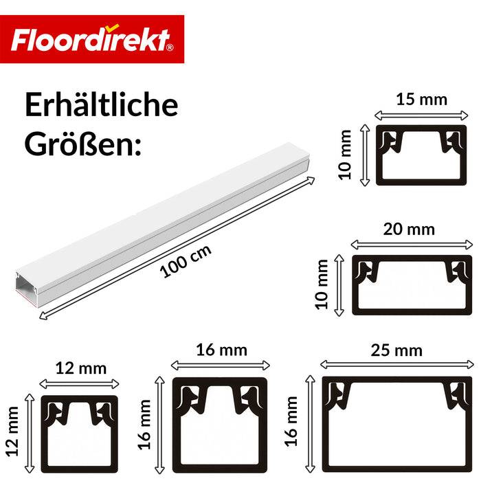 FLOORDIREKT Kabelkanal Oskar - Selbstklebende Kabelleiste 1 m - 12 x 12 mm (10er Set)-2