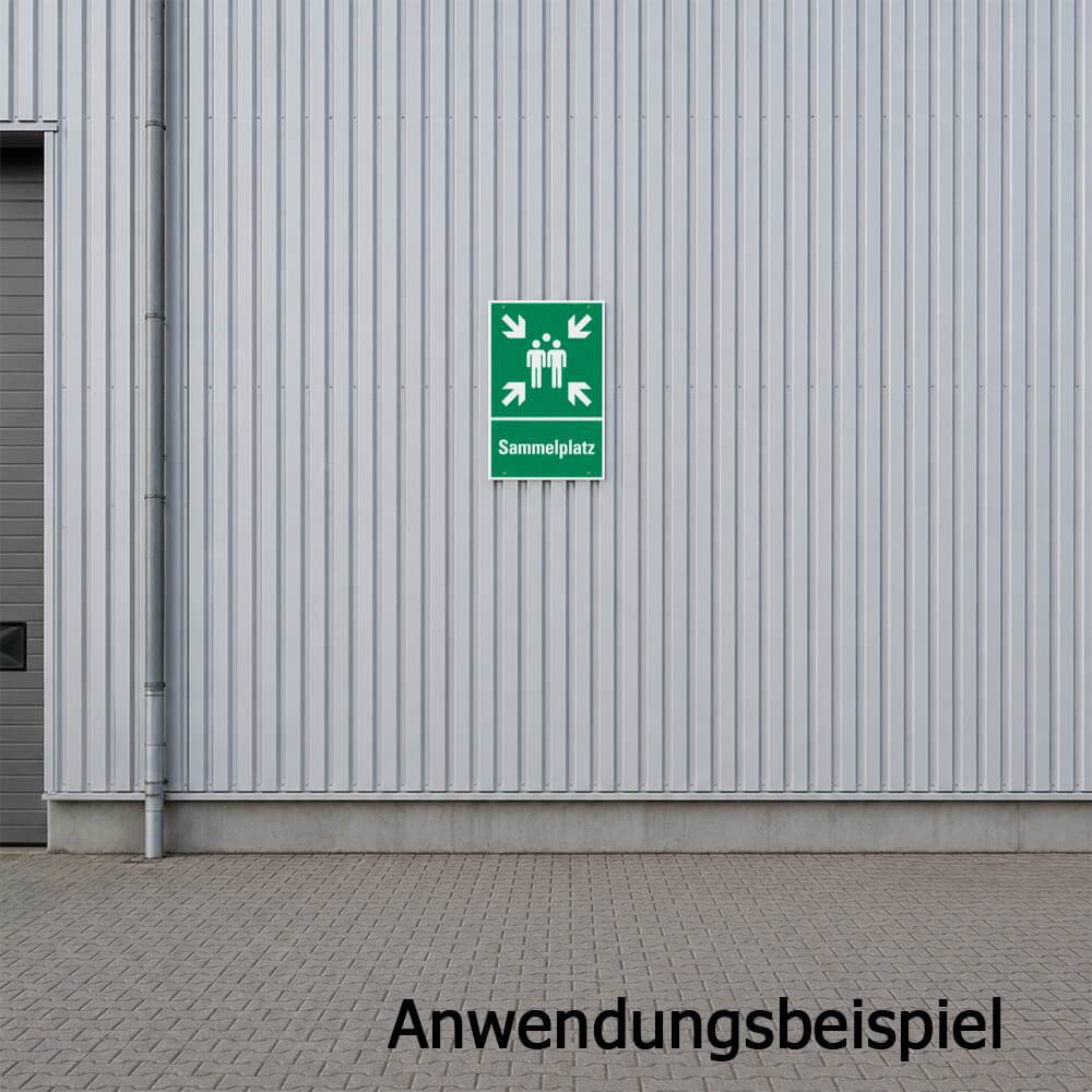 Rettungszeichen-Kombischild Sammelplatz, grün/weiß, Aluminium, 40 x 60 cm-3