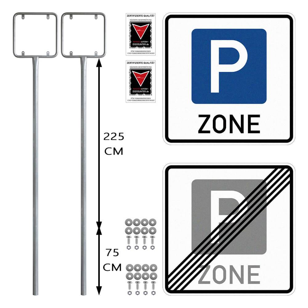 Komplett-Set Parkraumbewirtschaftungszone Anfang/Ende, RA, 60 x 60 cm-0