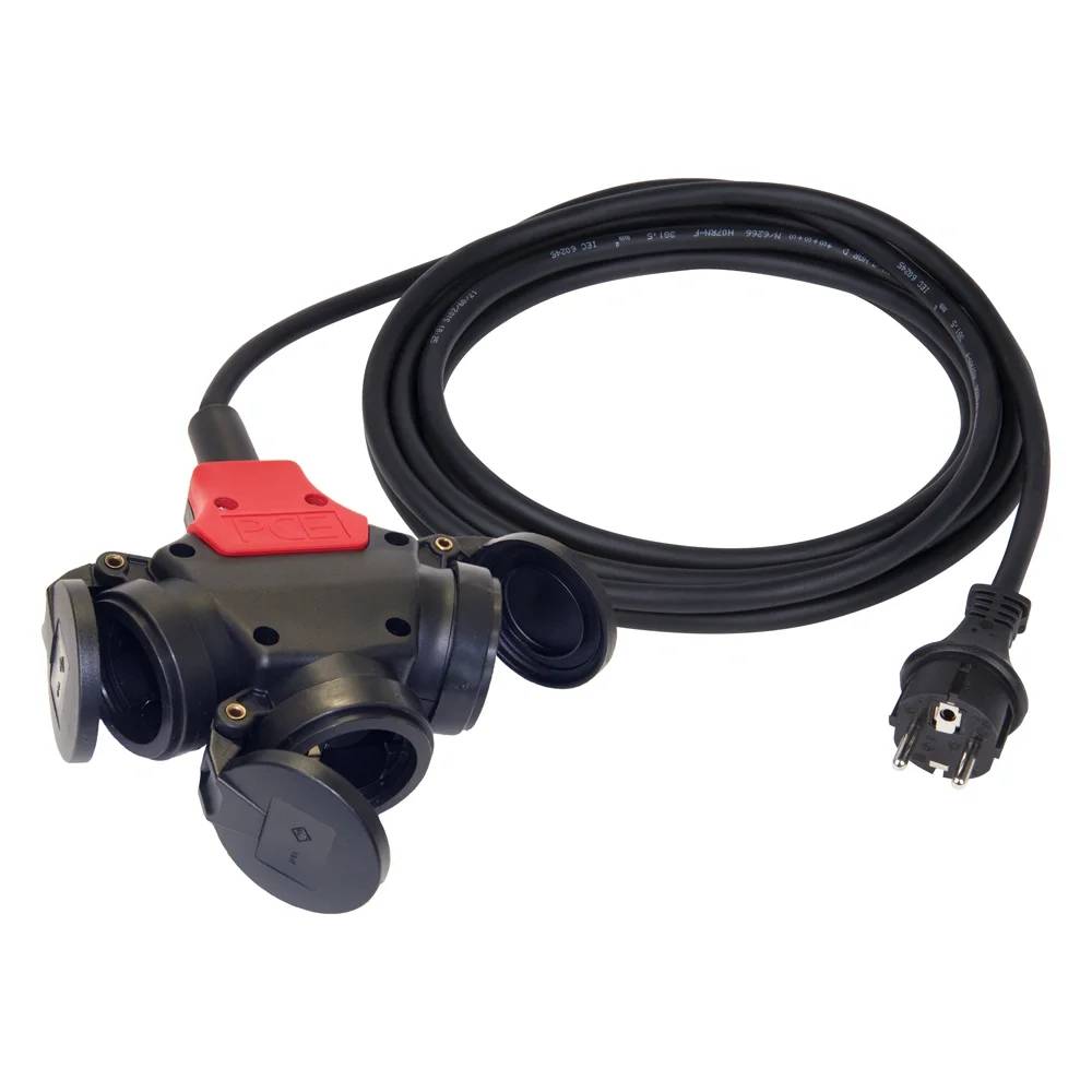 PC ELECTRIC Verlängerungskabel, 3G1,5, HK3-Schnappdeckel/SD-Schutzkontaktstecker/AG, Bund mit 1,5m, 1 Stk.-0