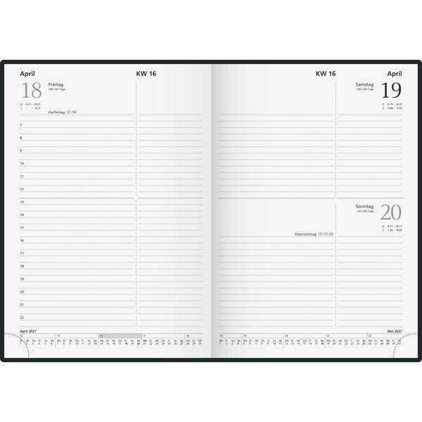Buchkalender A5 14,5x20,6cm 1Tag/1 Seite schwarz Kalendarium 2027-1
