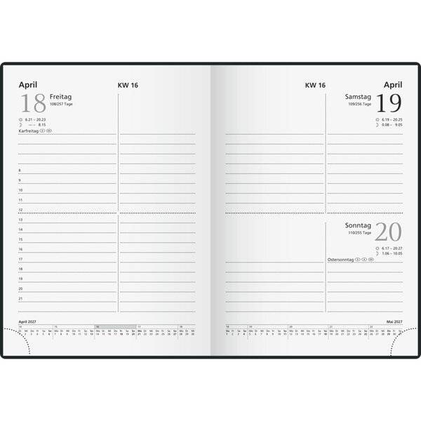 Taschenkalender 10x14cm farblich sortiert Kalendarium 2027-1