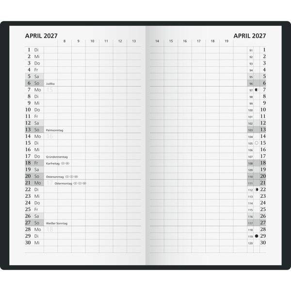 Glocken Taschenkalender "Monatssichtkalender", 2027, schwarz-1