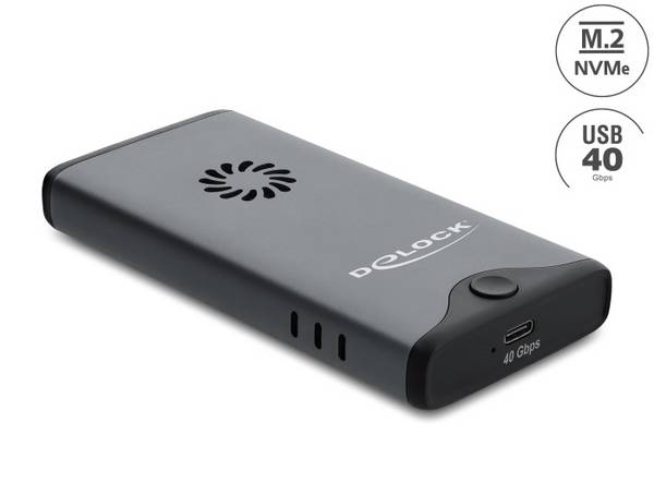 Delock Speichergehäuse - 40 Gbps, mit Ventilator, werkzeugfrei - M.2 - M.2 NVMe Card / PCIe (NVMe)