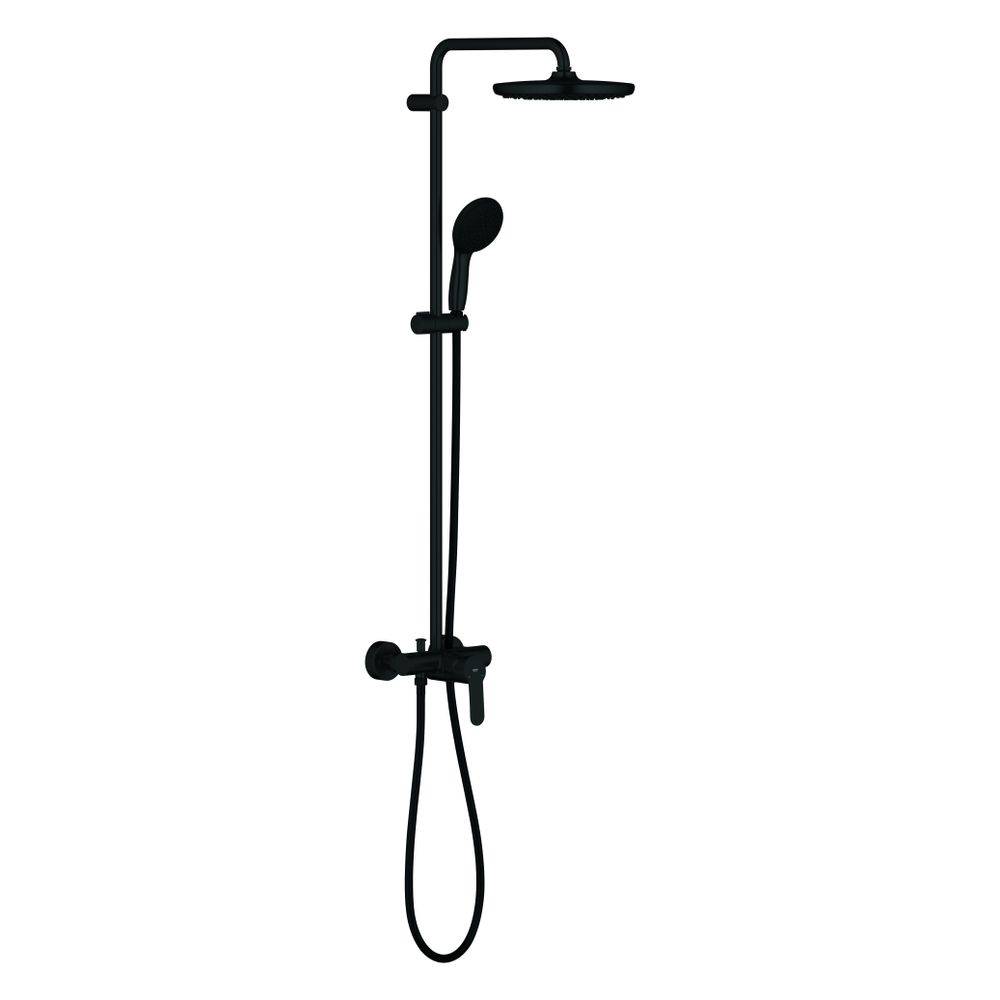 Grohe Tempesta 250 Duschsystem mit Einhandmischer für Wandmontage, Kopfbrause/Handbrause 250/110, Mattschwarz-0