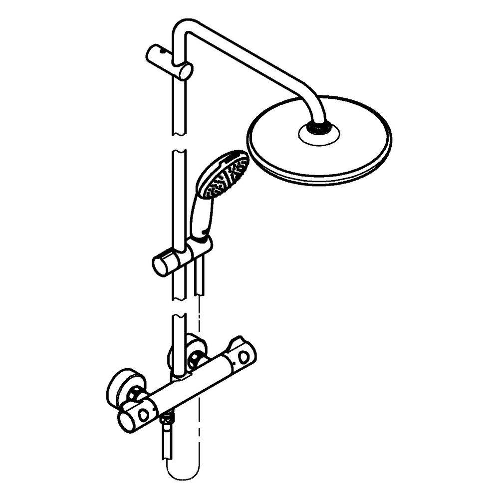 Grohe Tempesta System 210 Duschsystem Wandmontage mit Thermostat und Kopfbrause, 390mm Brausearm, Strahlart Rain,-1