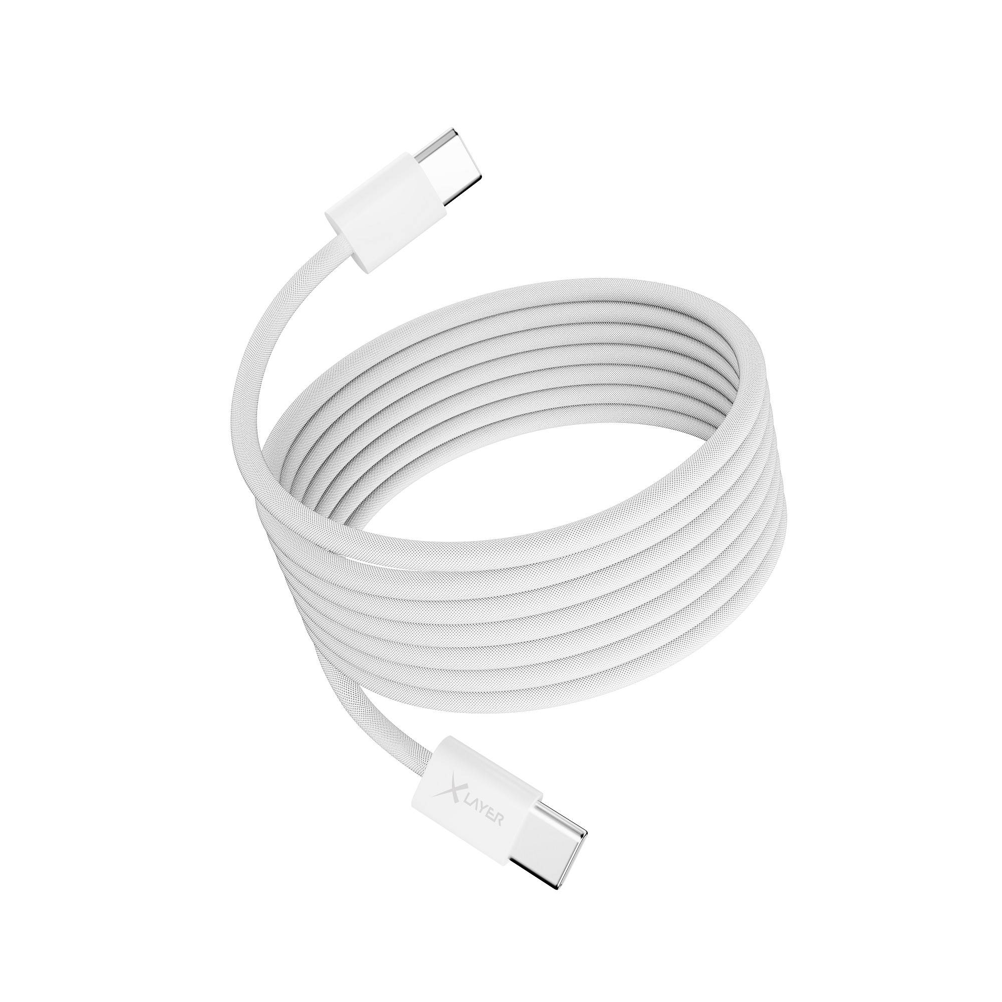 Ladekabel XLayer magnetisches feingewebtes Kabel USB Typ C auf USB Typ C 100W 1.5 m weiß-0