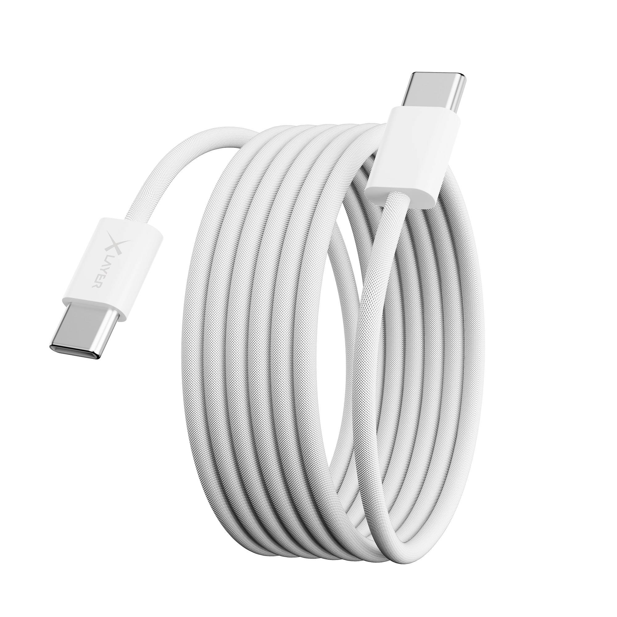 Ladekabel XLayer magnetisches feingewebtes Kabel USB Typ C auf USB Typ C 100W 1.5 m weiß-1