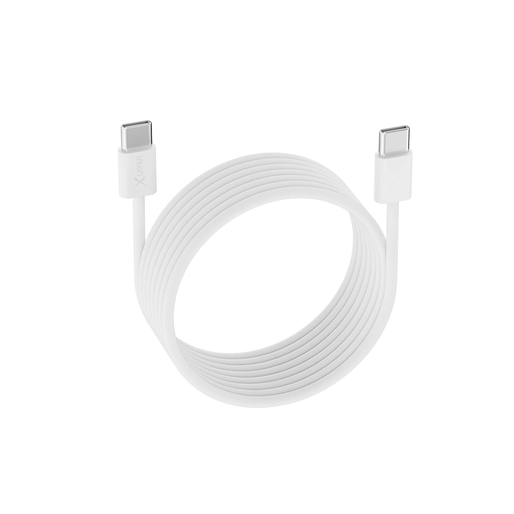 Ladekabel XLayer magnetisches feingewebtes Kabel USB Typ C auf USB Typ C 100W 1.5 m weiß-2