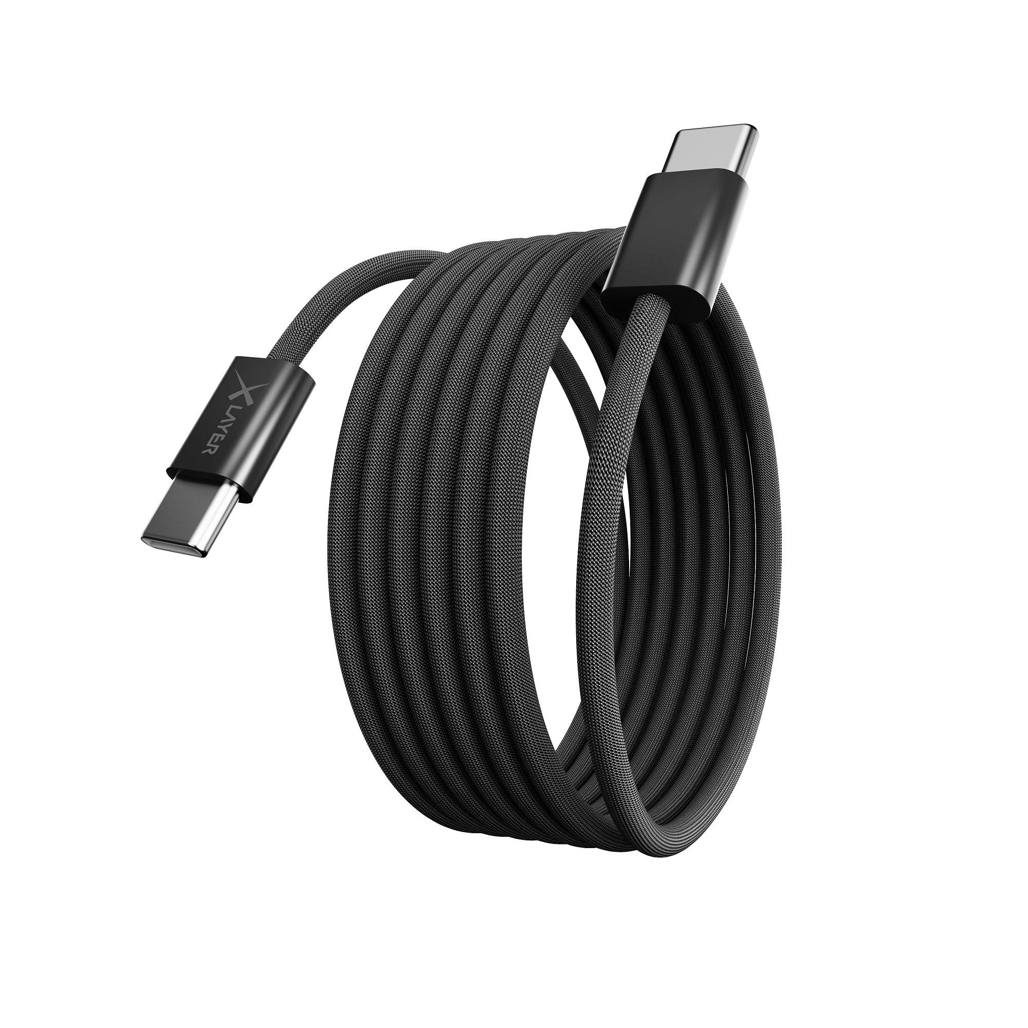 Ladekabel XLayer magnetisches feingewebtes Kabel USB Typ C auf USB Typ C 100W 1.5 m schwarz-1