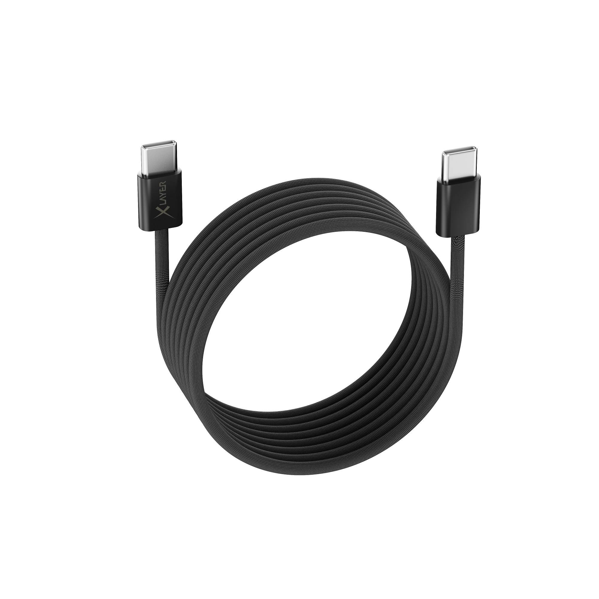 Ladekabel XLayer magnetisches feingewebtes Kabel USB Typ C auf USB Typ C 100W 1.5 m schwarz-2