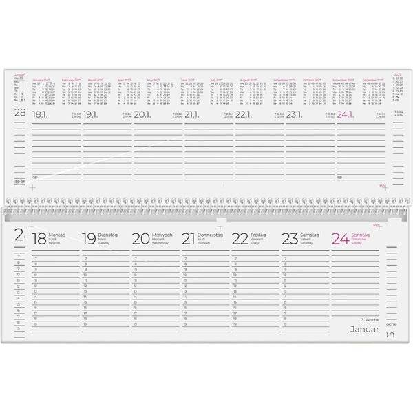 Tischquerkalender 116 29,6x9,9cm 1 Woche/2 Seiten schwarz 2027-1