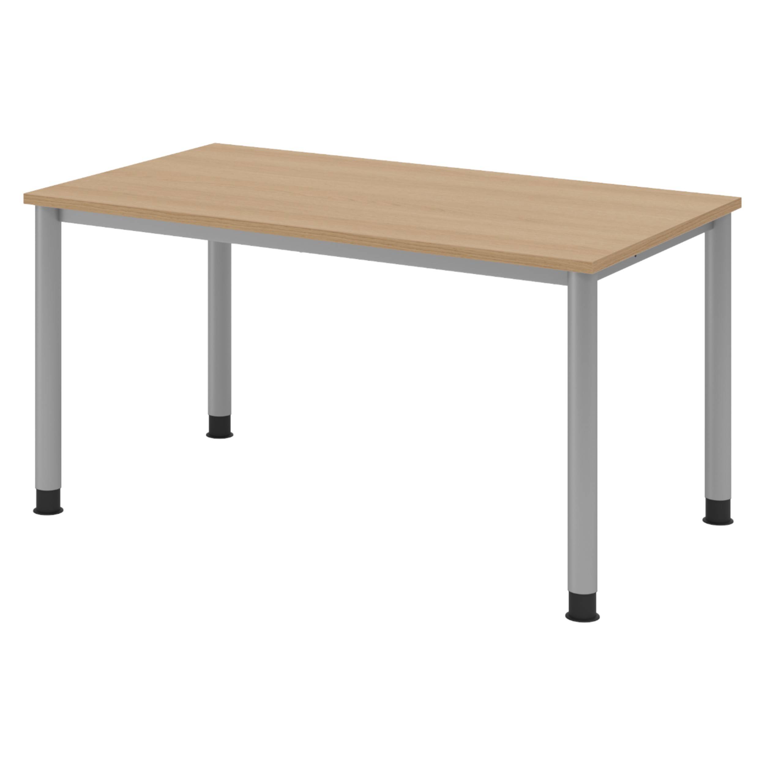 bümö Schreibtisch Serie-H - Gestell: Silber, Dekor: Eiche, Größe: 140 x 80 cm-0