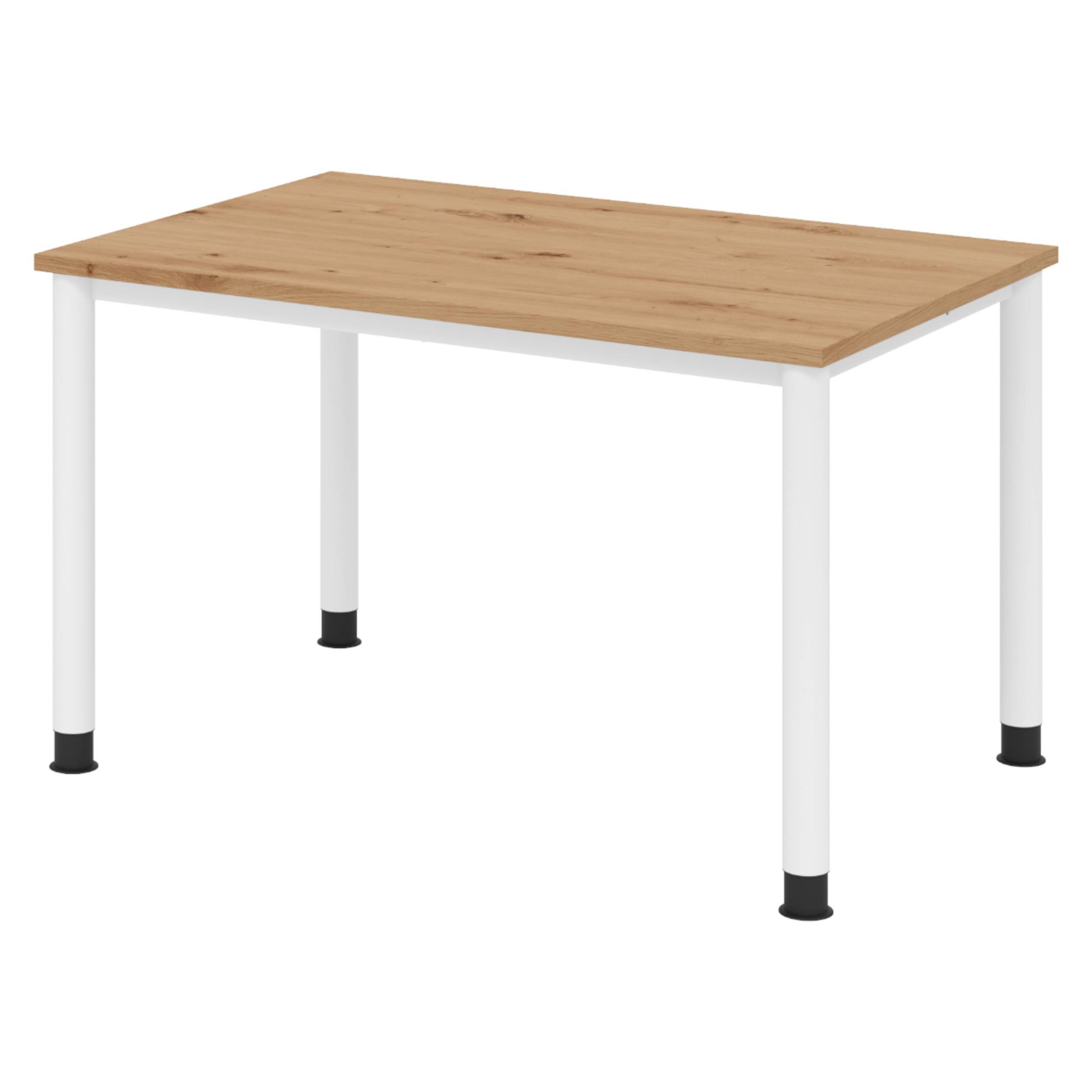 bümö Schreibtisch Serie-H - Dekor: Asteiche, Größe: 120 x 80 cm, Gestell: Weiß-0