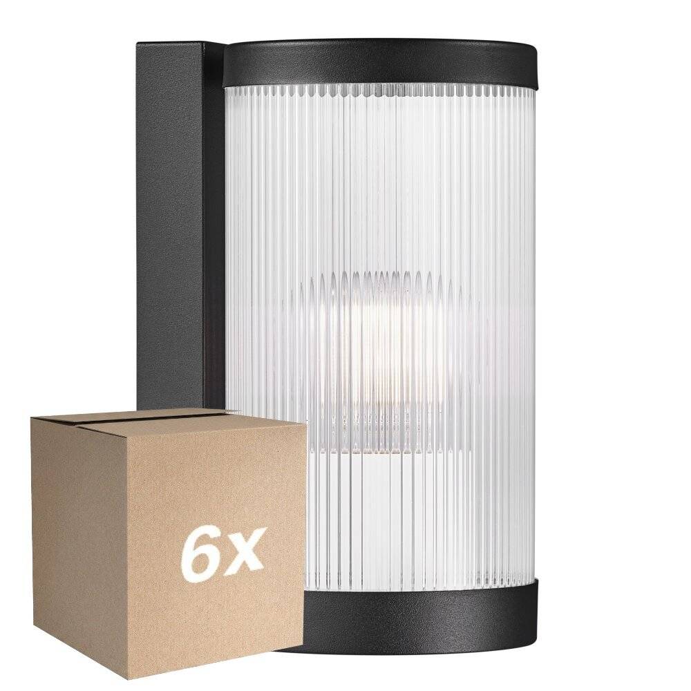 Mehrfachpackung 6x Nordlux Coupar Wandleuchte Aluminium Schwarz | IP54 - Geeignet für E27-0