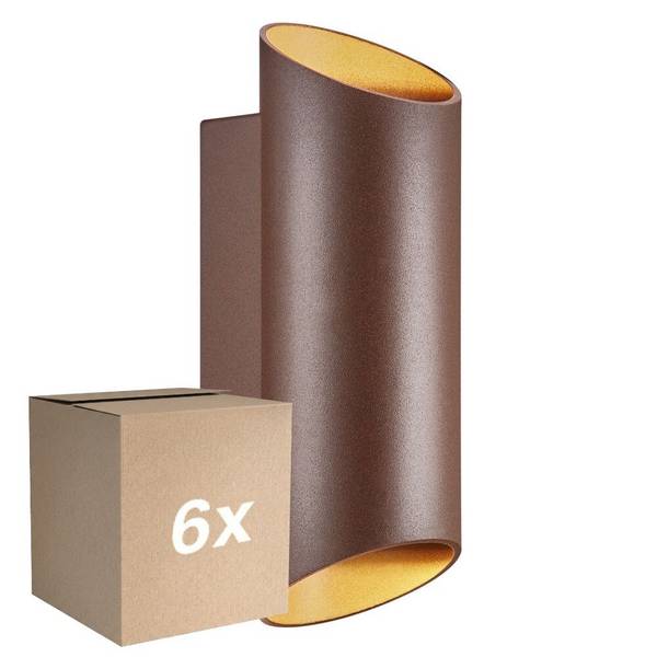 Mehrfachpackung 6x Nordlux Nico Wandleuchte Aluminium Rostig Up & Down | IP54 - Geeignet für 2x G