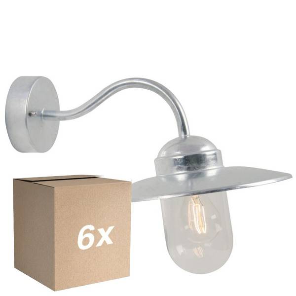 Mehrfachpackung 6x Nordlux Luxembourg Wandleuchte Stahl und Glas Grau - Küstenbereich | IP54 - Ge