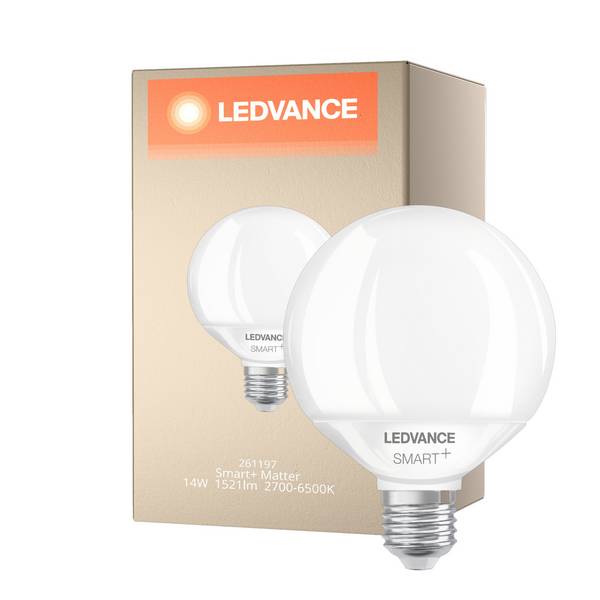 Ledvance Smart+ Matter E27 G95 14W 1521lm - 827-865 Abstimmbares Weiß | RGBW - Dimmbar - Ersatz F