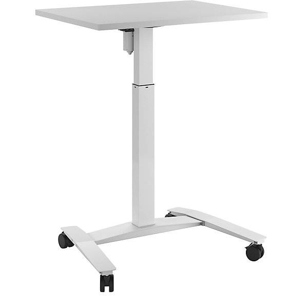 1-Säulen-Schreibtisch Atlanta mit Rollen BxT 800 x 600 mm weiß weiß. TAKKT Industrial & Packaging GmbH-0