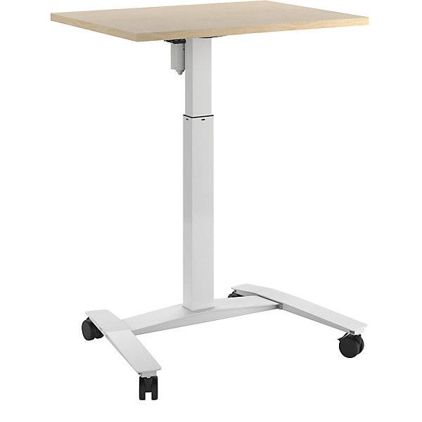 1-Säulen-Schreibtisch Atlanta mit Rollen BxT 800 x 600 mm weiß Birke. TAKKT Industrial & Packaging GmbH-0