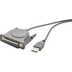 USB paralelný kábel RENKFORCE 1x USB 1.1 zástrčka ⇔ 1x D-SUB zásuvka 25pol. 1.80 m sivá