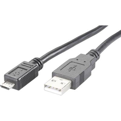  USB-Kabel  USB-Micro-B Stecker, USB-A Stecker 0.30 m Schwarz UL-zertifiziert 975112