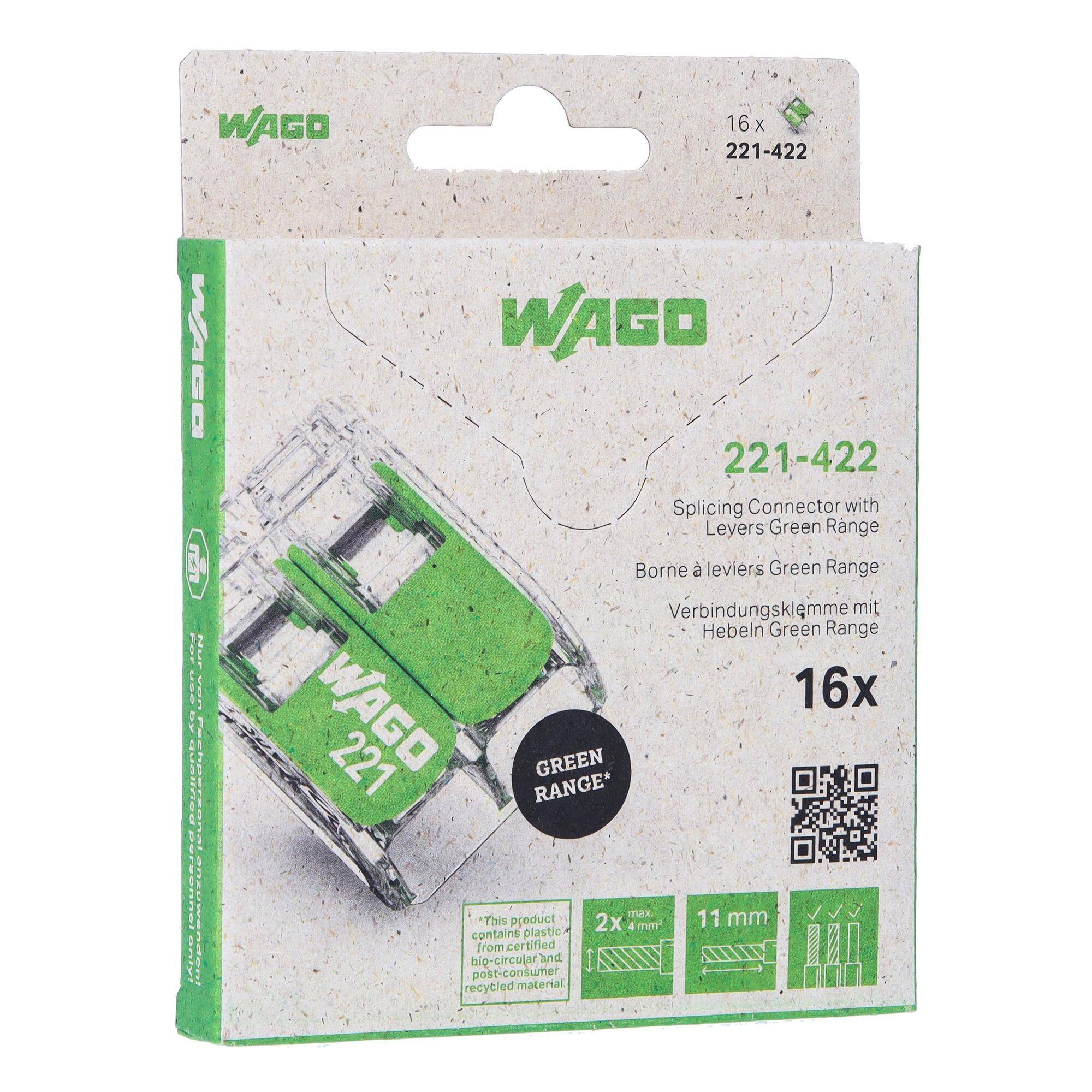 WAGO Verbindungsklemme mit Hebeln,für alle Leiterarten,max. 4 mm²,transparent-0