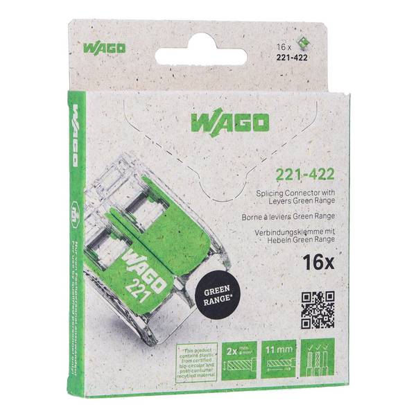 WAGO Verbindungsklemme mit Hebeln,für alle Leiterarten,max. 4 mm²,transparent