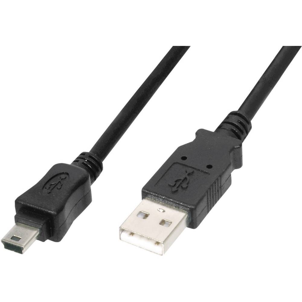 USB 2.0 Aansluitkabel [1x USB 2.0 stekker A 1x USB 2.0 stekker mini-B] 1.80 m Zwart Met OTG-functie,