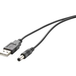 Image of Renkforce USB-Stromkabel USB 2.0 USB-A Stecker, DC Stecker 3,5 mm 1.00 m Schwarz vergoldete Steckkontakte