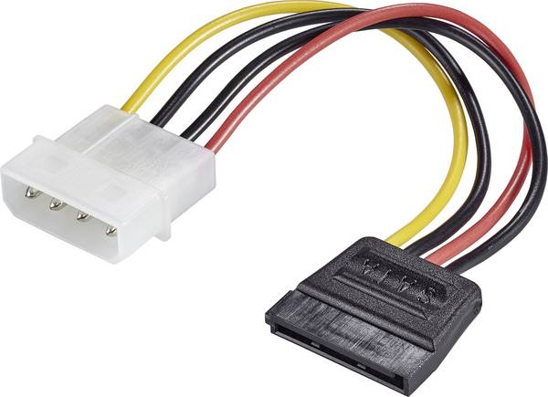 Renkforce Strom Adapter [1x IDE-Strom-Stecker 4pol. - 1x SATA-Strom-Buchse 15pol.] 0.12 m Schwarz, Rot, Gelb