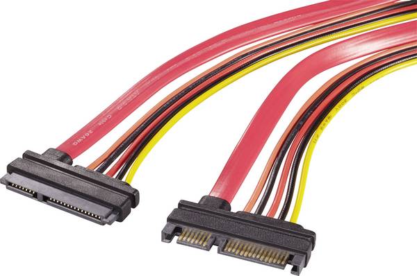 Renkforce Festplatten, Strom Verlängerungskabel [1x SATA-Kombi-Stecker 7+15pol. - 1x SATA-Kombi-Buchse 7+15pol.] 0.20 m Rot, Orange, Schwarz, Gelb