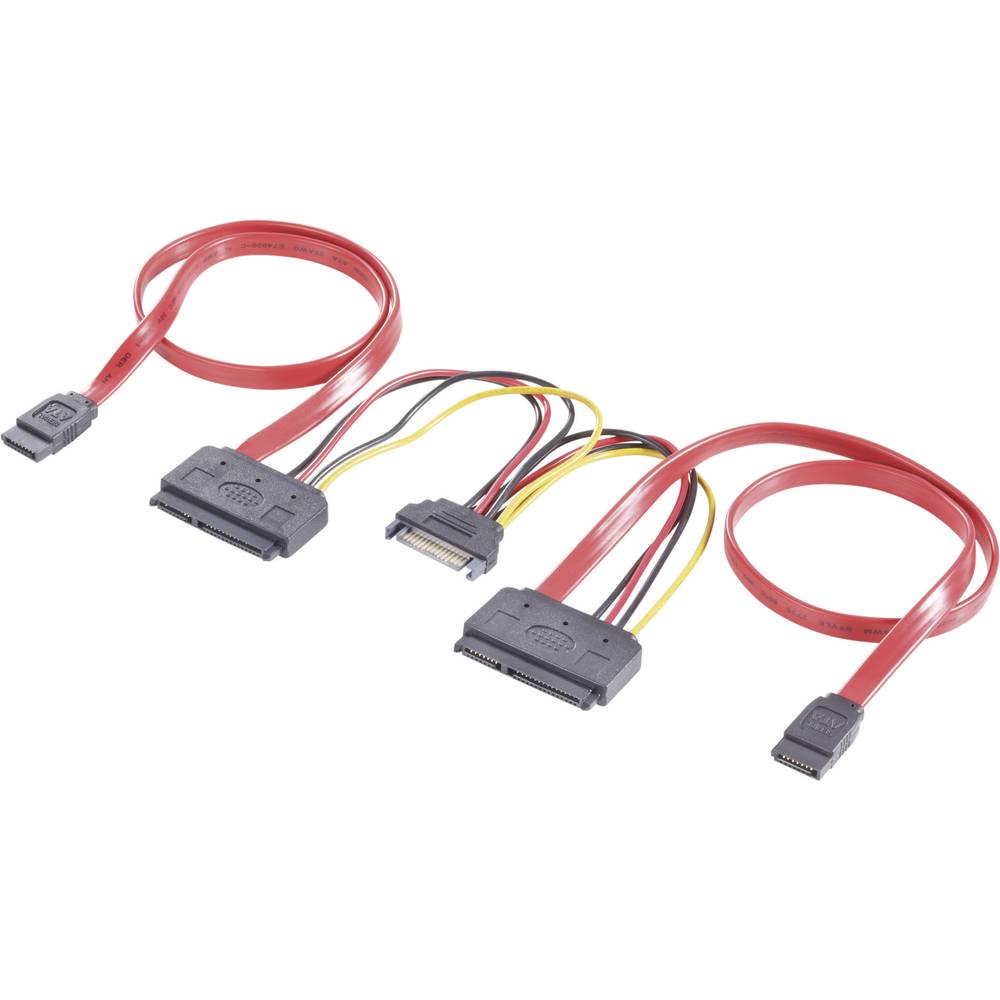 CE Harde schijf Y-kabel [2x SATA-bus 7-polig, SATA-stroomstekker 2x SATA-combi-bus 15+7-polig] 0.50 