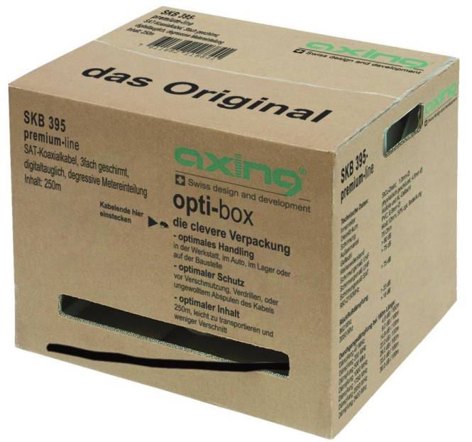 AXING Koaxialkabel 250m schw. SKB 395-14 opti-box A+ 3-fach geschirmt PE-0