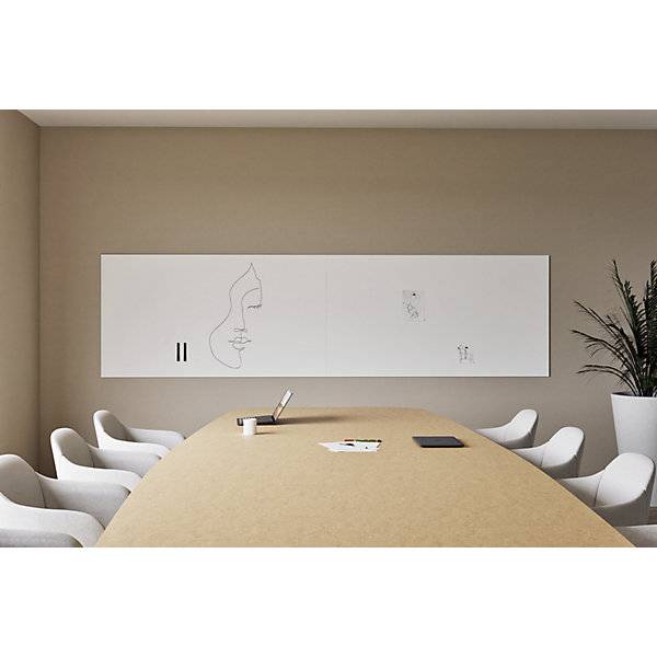 Design XXL-Whiteboard Sharp Wall HxT 1980 x 10 mm rahmenlos Breite 2940 mm weiß. Smit Visual Supplies BV-1
