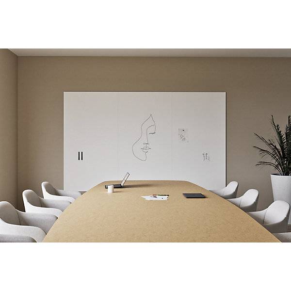 Design XXL-Whiteboard Sharp Wall HxT 1980 x 10 mm rahmenlos Breite 2940 mm weiß. Smit Visual Supplies BV-2