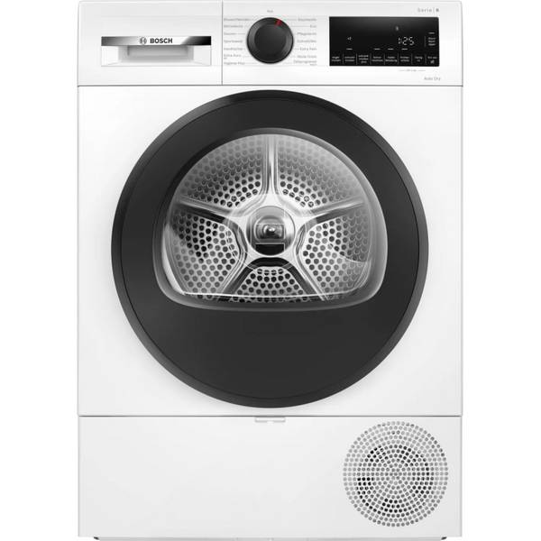 Bosch Serie 6 WQG243D41, Freistehend, Frontlader, Wärmepumpe, Weiß, Tasten, Drehregler, Rechts