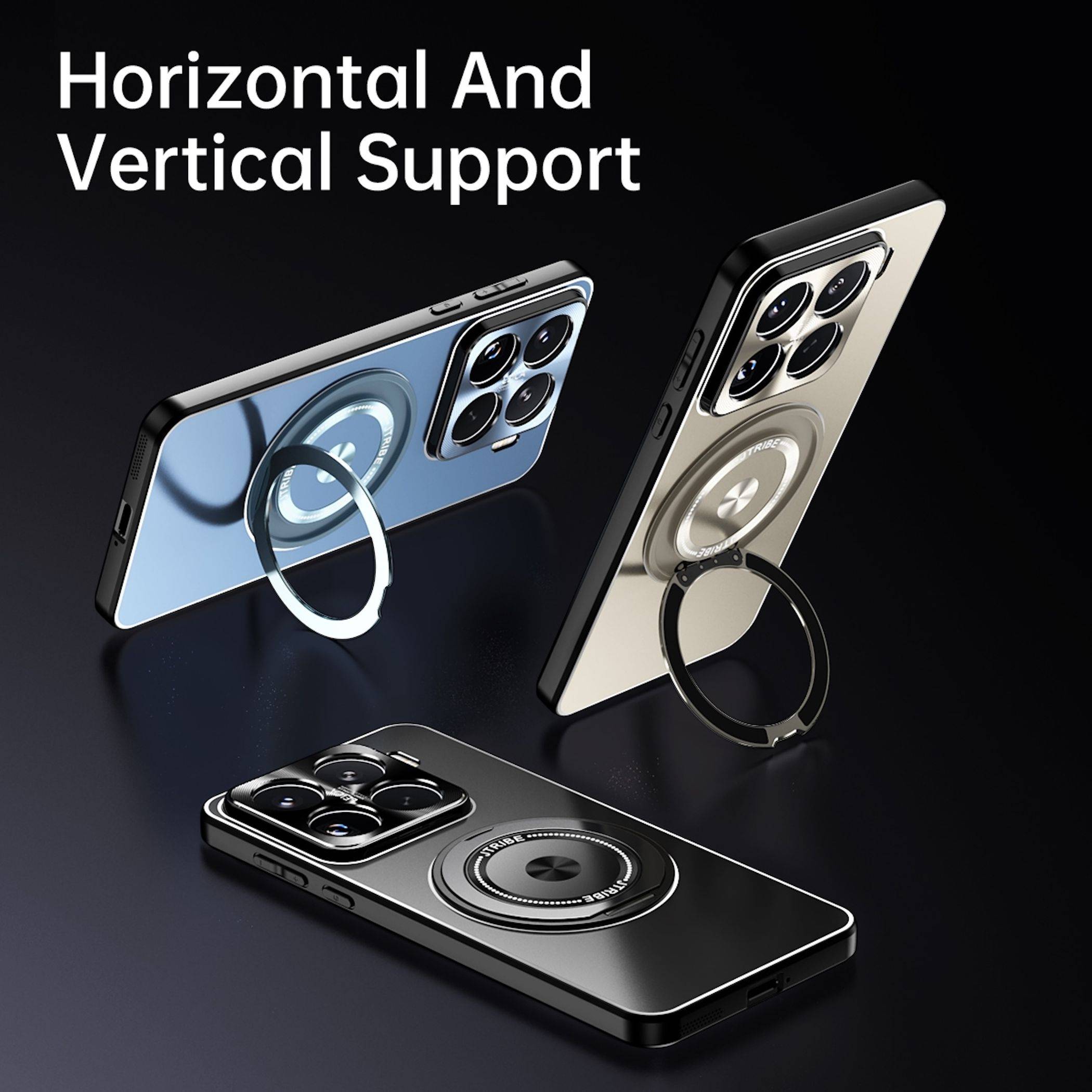 Ringhalter Handy Hülle für Xiaomi 17 TPU Metall Hybrid 360 Ringhalter Blau-1