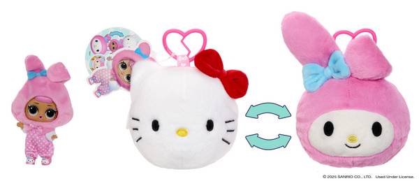 L.O.L. Surprise! Loves Hello Kitty Reversible Plush Surprise, Mini-Puppe, Weiblich, 4 Jahr(e), Junge/Mädchen, Mehrfarbig