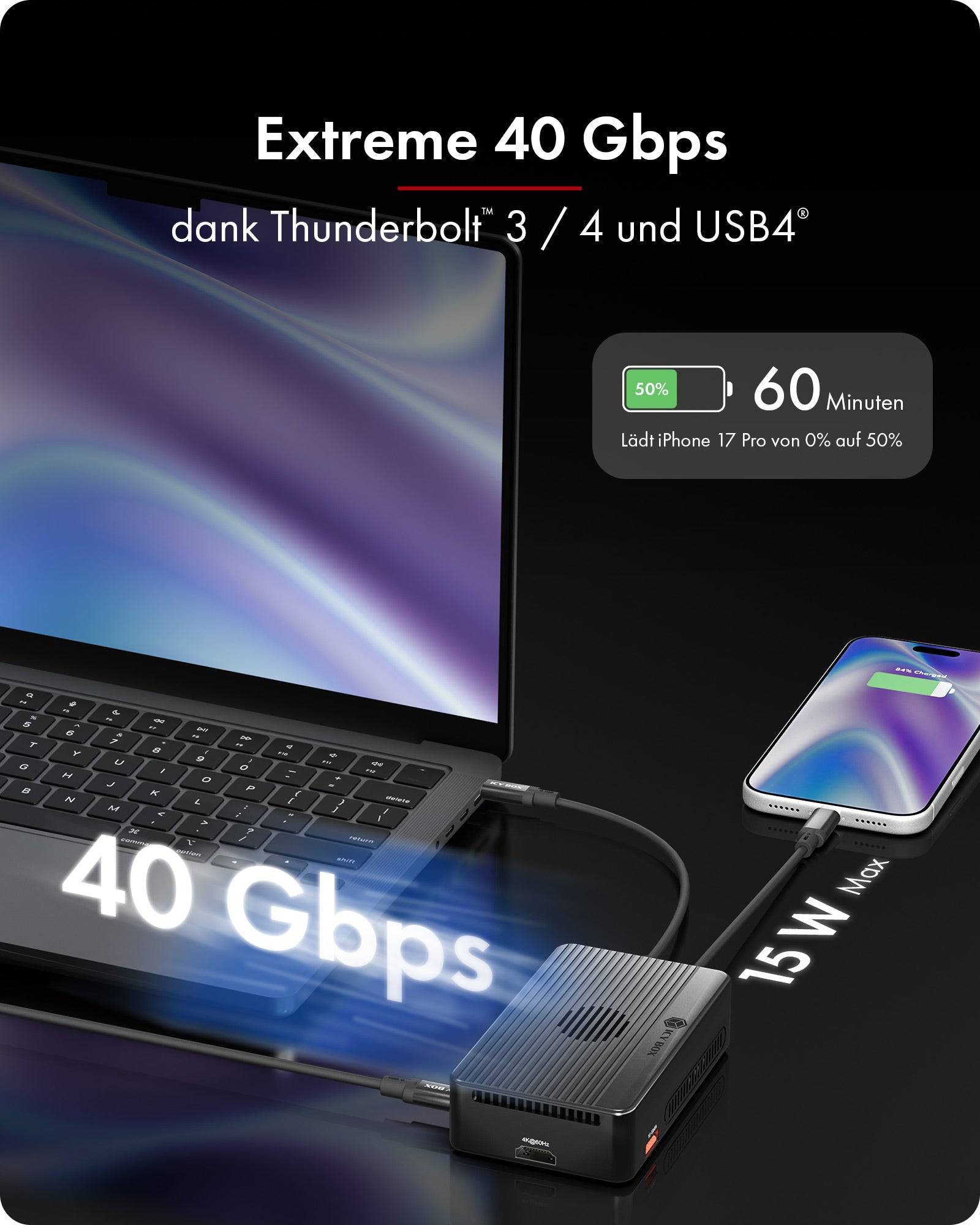 Heart RAID 2818 (IB-RD2818DK-40G), 2-Bay RAID Gehäuse für 2x M.2 NVMe SSD mit DockingStation, Host 40 Gbps-2