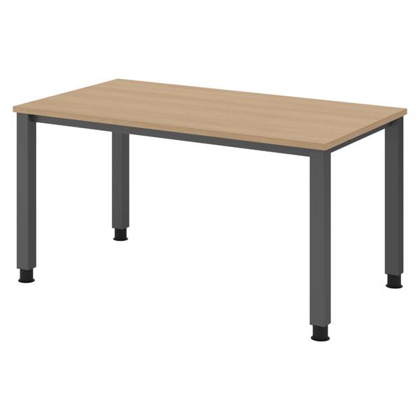 bümö Schreibtisch Serie-Q - Gestell: Graphit, Dekor: Eiche, Größe:  140 x 80 cm
